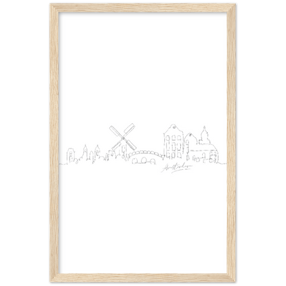 Amsterdam Line Art Poster: Bringe den Charme von Amsterdam in deine eigenen vier Wände! - Printree.ch Hand, hand drawn, handgezeichnet, Illustration, line, Line-Art, skyline