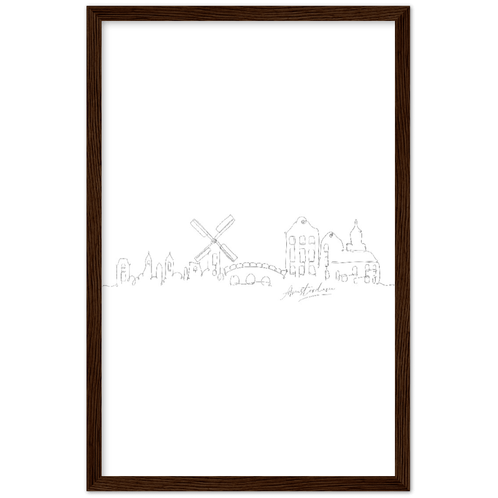 Amsterdam Line Art Poster: Bringe den Charme von Amsterdam in deine eigenen vier Wände! - Printree.ch Hand, hand drawn, handgezeichnet, Illustration, line, Line-Art, skyline