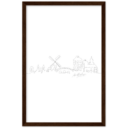 Amsterdam Line Art Poster: Bringe den Charme von Amsterdam in deine eigenen vier Wände! - Printree.ch Hand, hand drawn, handgezeichnet, Illustration, line, Line-Art, skyline