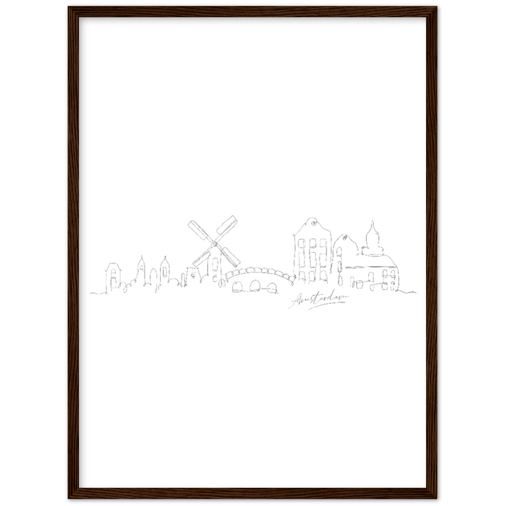 Amsterdam Line Art Poster: Bringe den Charme von Amsterdam in deine eigenen vier Wände! - Printree.ch Hand, hand drawn, handgezeichnet, Illustration, line, Line-Art, skyline