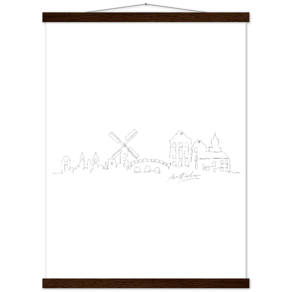 Amsterdam Line Art Poster: Bringe den Charme von Amsterdam in deine eigenen vier Wände! - Printree.ch Hand, hand drawn, handgezeichnet, Illustration, line, Line-Art, skyline