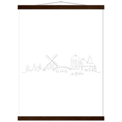 Amsterdam Line Art Poster: Bringe den Charme von Amsterdam in deine eigenen vier Wände! - Printree.ch Hand, hand drawn, handgezeichnet, Illustration, line, Line-Art, skyline