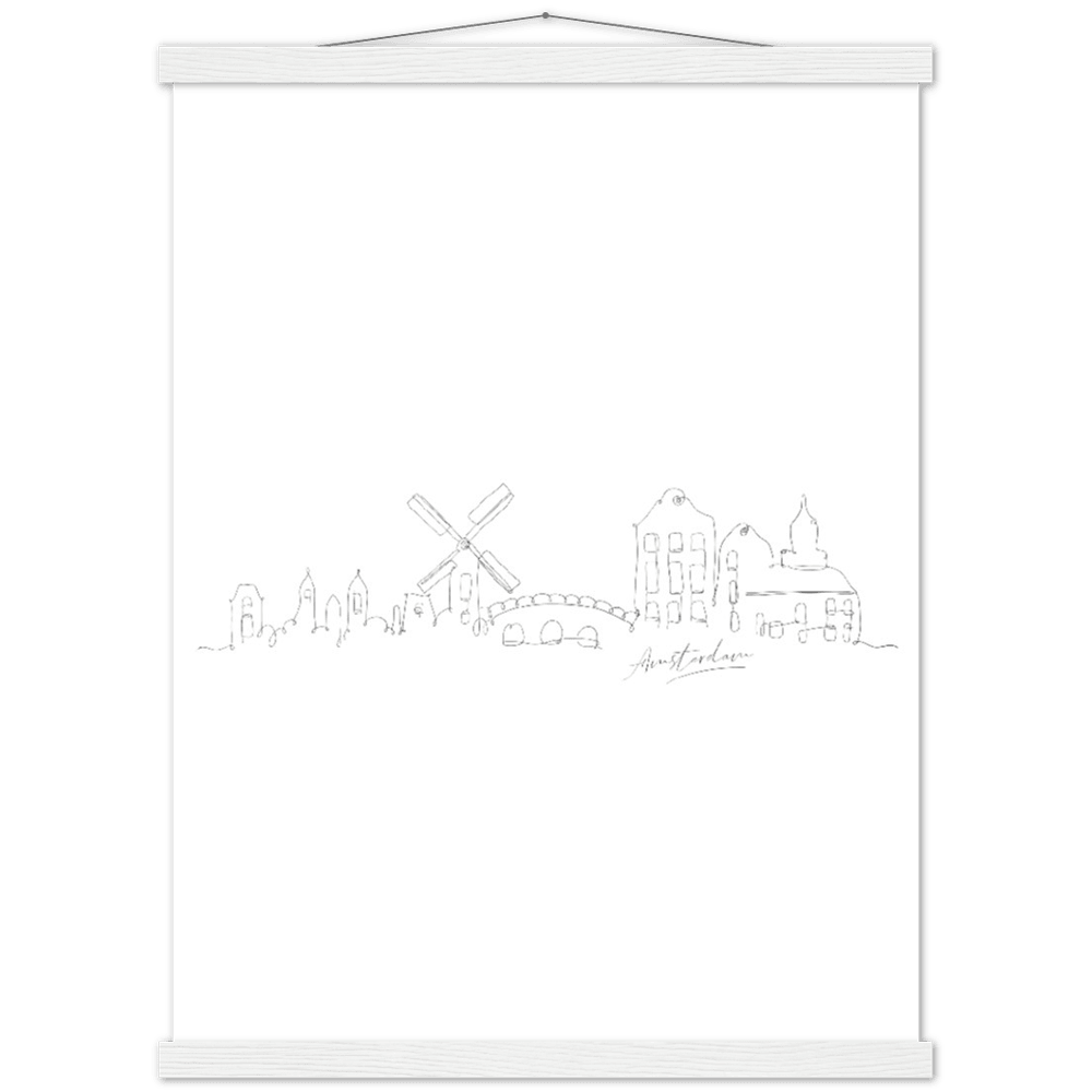 Amsterdam Line Art Poster: Bringe den Charme von Amsterdam in deine eigenen vier Wände! - Printree.ch Hand, hand drawn, handgezeichnet, Illustration, line, Line-Art, skyline