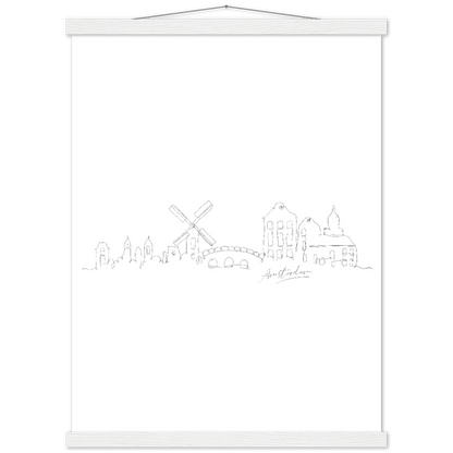 Amsterdam Line Art Poster: Bringe den Charme von Amsterdam in deine eigenen vier Wände! - Printree.ch Hand, hand drawn, handgezeichnet, Illustration, line, Line-Art, skyline