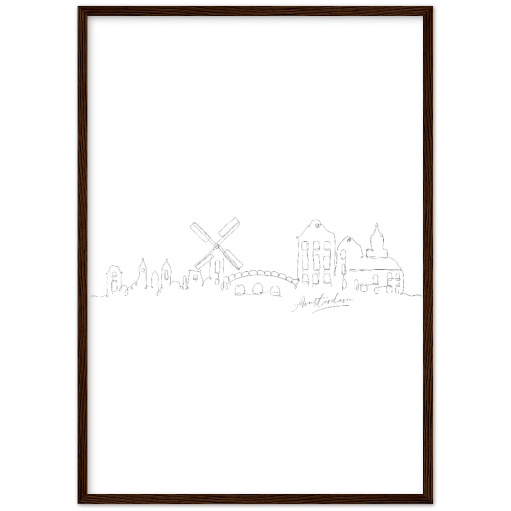 Amsterdam Line Art Poster: Bringe den Charme von Amsterdam in deine eigenen vier Wände! - Printree.ch Hand, hand drawn, handgezeichnet, Illustration, line, Line-Art, skyline