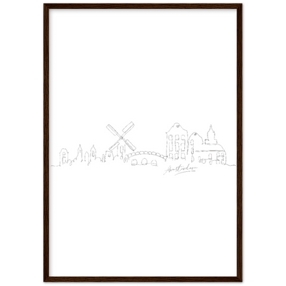 Amsterdam Line Art Poster: Bringe den Charme von Amsterdam in deine eigenen vier Wände! - Printree.ch Hand, hand drawn, handgezeichnet, Illustration, line, Line-Art, skyline