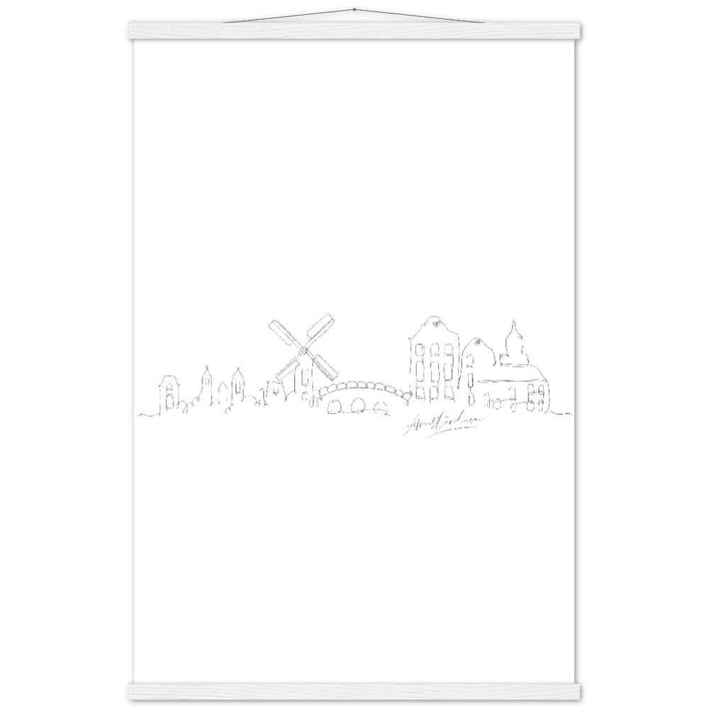 Amsterdam Line Art Poster: Bringe den Charme von Amsterdam in deine eigenen vier Wände! - Printree.ch Hand, hand drawn, handgezeichnet, Illustration, line, Line-Art, skyline