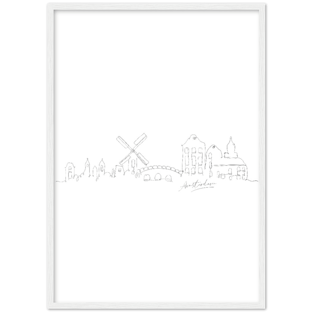 Amsterdam Line Art Poster: Bringe den Charme von Amsterdam in deine eigenen vier Wände! - Printree.ch Hand, hand drawn, handgezeichnet, Illustration, line, Line-Art, skyline