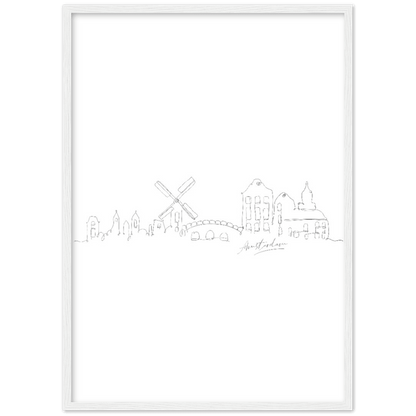 Amsterdam Line Art Poster: Bringe den Charme von Amsterdam in deine eigenen vier Wände! - Printree.ch Hand, hand drawn, handgezeichnet, Illustration, line, Line-Art, skyline