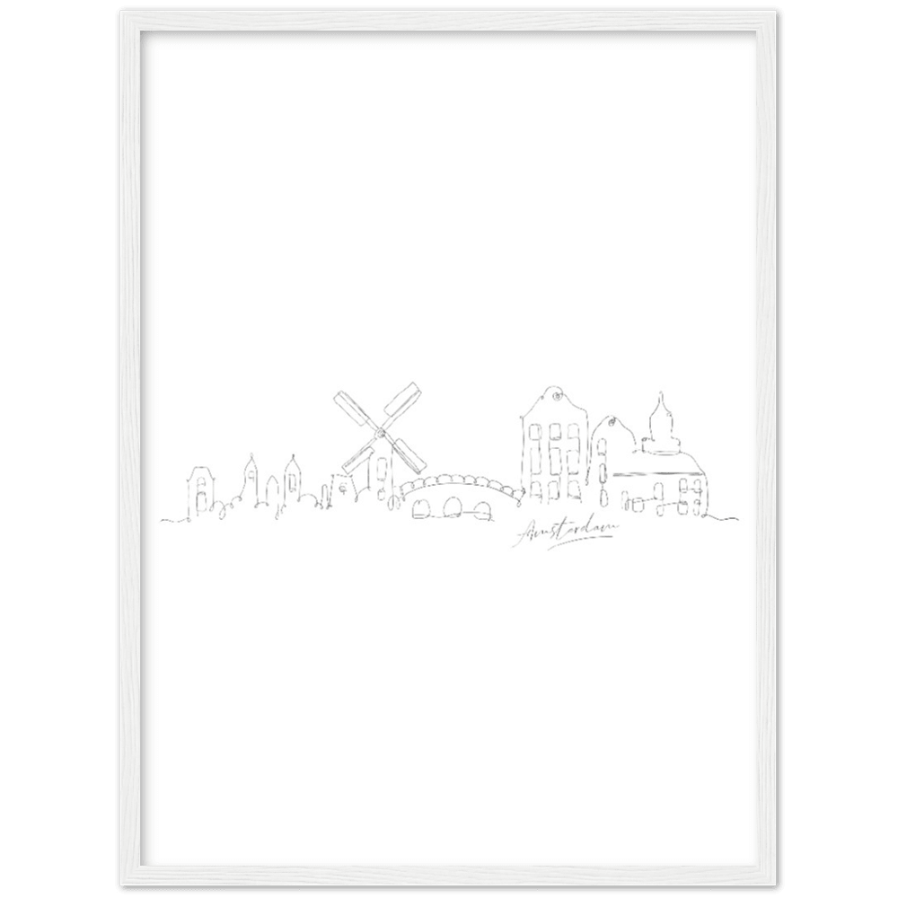 Amsterdam Line Art Poster: Bringe den Charme von Amsterdam in deine eigenen vier Wände! - Printree.ch Hand, hand drawn, handgezeichnet, Illustration, line, Line-Art, skyline