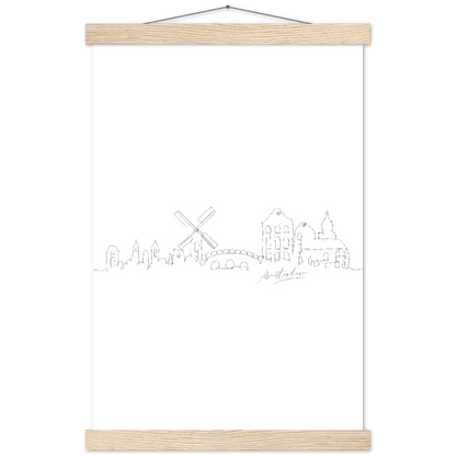 Amsterdam Line Art Poster: Bringe den Charme von Amsterdam in deine eigenen vier Wände! - Printree.ch Hand, hand drawn, handgezeichnet, Illustration, line, Line-Art, skyline