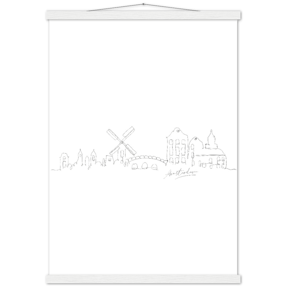 Amsterdam Line Art Poster: Bringe den Charme von Amsterdam in deine eigenen vier Wände! - Printree.ch Hand, hand drawn, handgezeichnet, Illustration, line, Line-Art, skyline