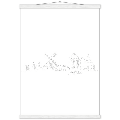 Amsterdam Line Art Poster: Bringe den Charme von Amsterdam in deine eigenen vier Wände! - Printree.ch Hand, hand drawn, handgezeichnet, Illustration, line, Line-Art, skyline