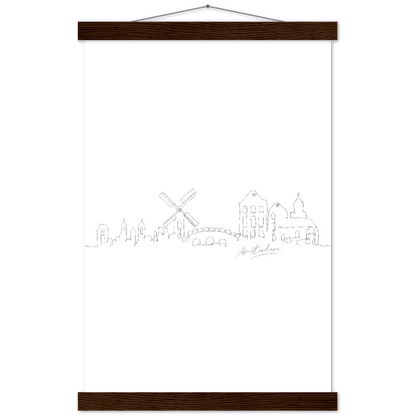 Amsterdam Line Art Poster: Bringe den Charme von Amsterdam in deine eigenen vier Wände! - Printree.ch Hand, hand drawn, handgezeichnet, Illustration, line, Line-Art, skyline