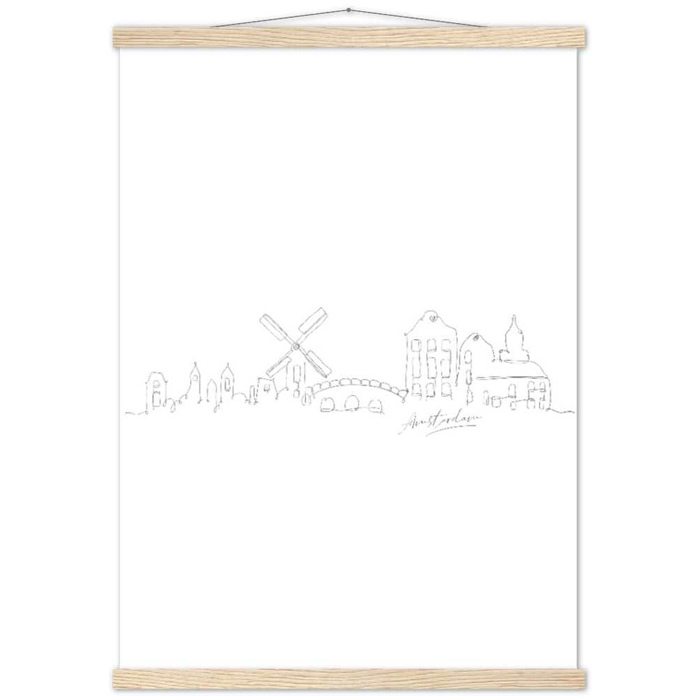 Amsterdam Line Art Poster: Bringe den Charme von Amsterdam in deine eigenen vier Wände! - Printree.ch Hand, hand drawn, handgezeichnet, Illustration, line, Line-Art, skyline