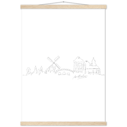 Amsterdam Line Art Poster: Bringe den Charme von Amsterdam in deine eigenen vier Wände! - Printree.ch Hand, hand drawn, handgezeichnet, Illustration, line, Line-Art, skyline