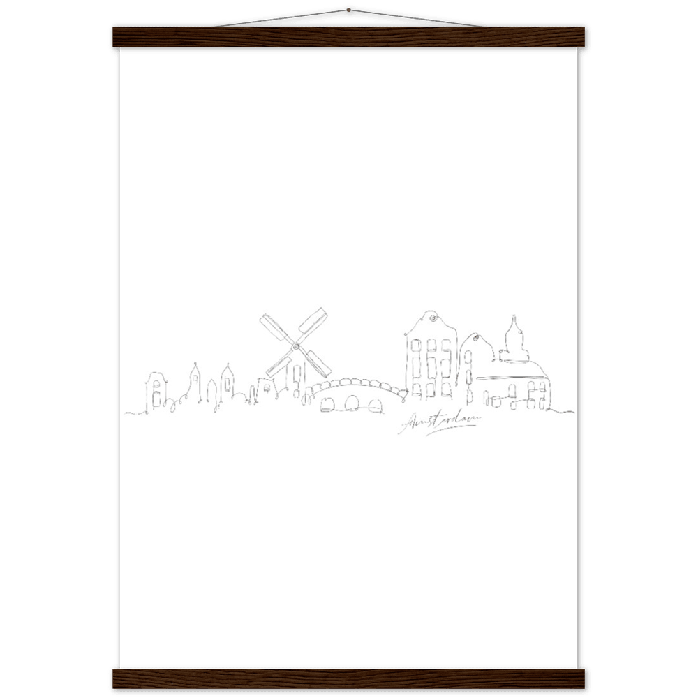 Amsterdam Line Art Poster: Bringe den Charme von Amsterdam in deine eigenen vier Wände! - Printree.ch Hand, hand drawn, handgezeichnet, Illustration, line, Line-Art, skyline