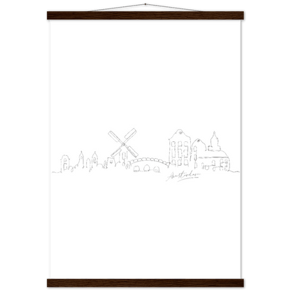 Amsterdam Line Art Poster: Bringe den Charme von Amsterdam in deine eigenen vier Wände! - Printree.ch Hand, hand drawn, handgezeichnet, Illustration, line, Line-Art, skyline