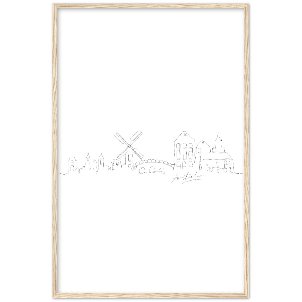 Amsterdam Line Art Poster: Bringe den Charme von Amsterdam in deine eigenen vier Wände! - Printree.ch Hand, hand drawn, handgezeichnet, Illustration, line, Line-Art, skyline