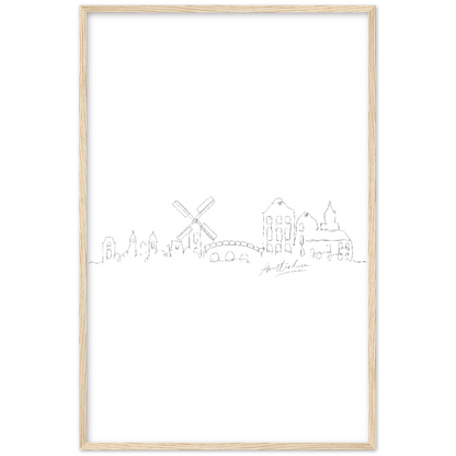 Amsterdam Line Art Poster: Bringe den Charme von Amsterdam in deine eigenen vier Wände! - Printree.ch Hand, hand drawn, handgezeichnet, Illustration, line, Line-Art, skyline