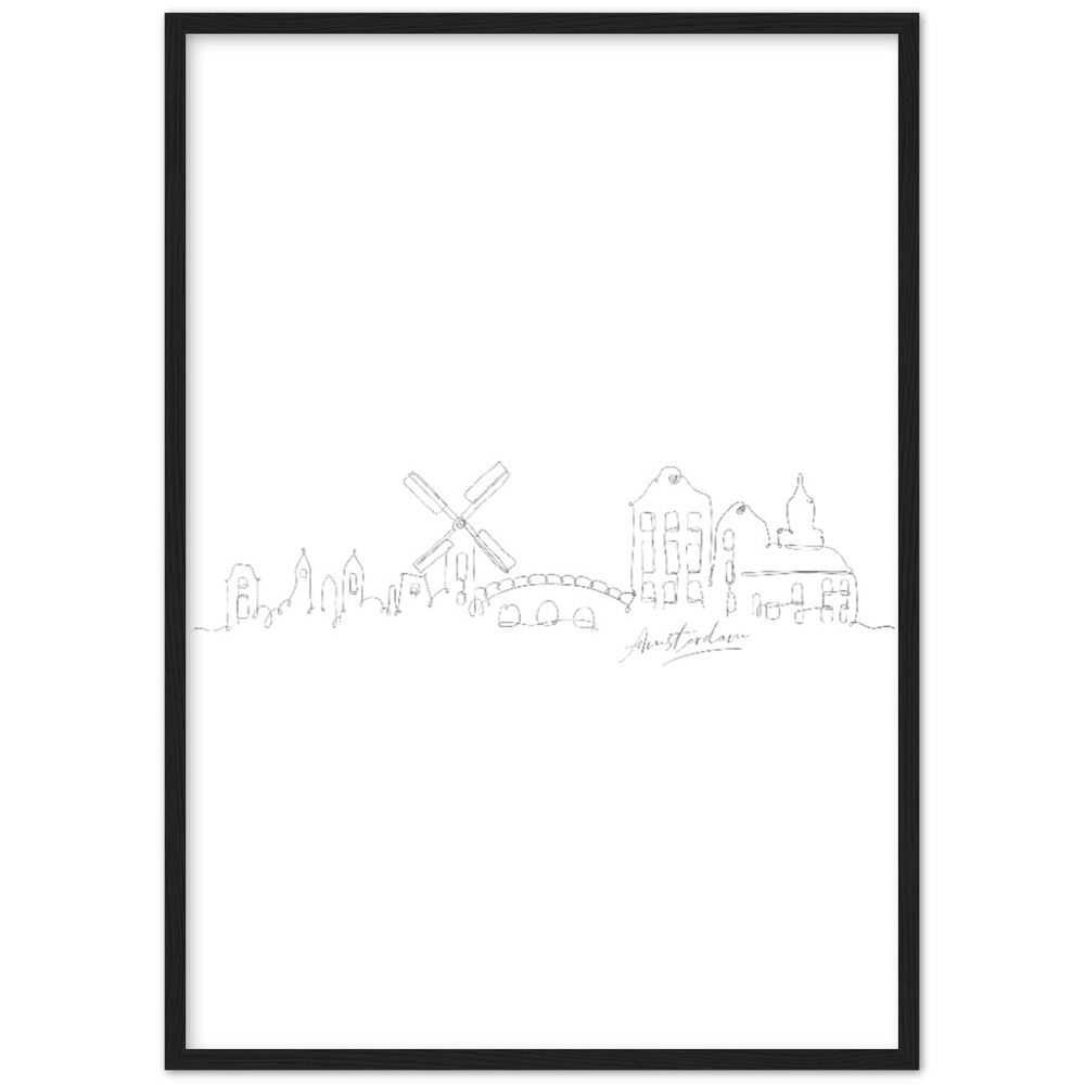 Amsterdam Line Art Poster: Bringe den Charme von Amsterdam in deine eigenen vier Wände! - Printree.ch Hand, hand drawn, handgezeichnet, Illustration, line, Line-Art, skyline