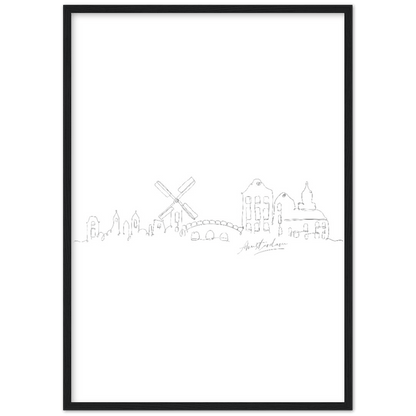 Amsterdam Line Art Poster: Bringe den Charme von Amsterdam in deine eigenen vier Wände! - Printree.ch Hand, hand drawn, handgezeichnet, Illustration, line, Line-Art, skyline