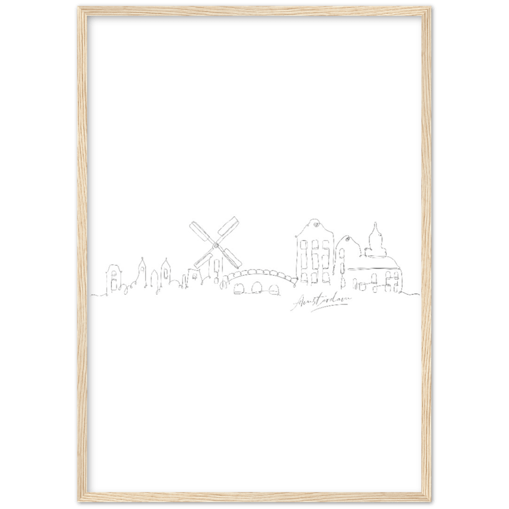 Amsterdam Line Art Poster: Bringe den Charme von Amsterdam in deine eigenen vier Wände! - Printree.ch Hand, hand drawn, handgezeichnet, Illustration, line, Line-Art, skyline