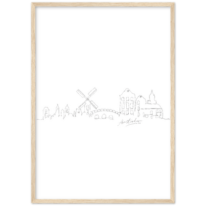 Amsterdam Line Art Poster: Bringe den Charme von Amsterdam in deine eigenen vier Wände! - Printree.ch Hand, hand drawn, handgezeichnet, Illustration, line, Line-Art, skyline