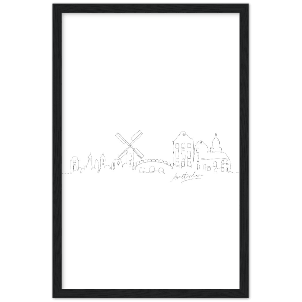 Amsterdam Line Art Poster: Bringe den Charme von Amsterdam in deine eigenen vier Wände! - Printree.ch Hand, hand drawn, handgezeichnet, Illustration, line, Line-Art, skyline