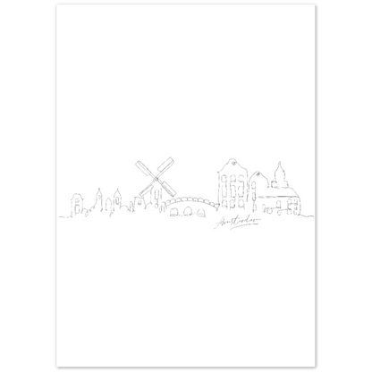 Amsterdam Line Art Poster: Bringe den Charme von Amsterdam in deine eigenen vier Wände! - Printree.ch Hand, hand drawn, handgezeichnet, Illustration, line, Line-Art, skyline