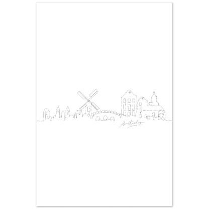 Amsterdam Line Art Poster: Bringe den Charme von Amsterdam in deine eigenen vier Wände! - Printree.ch Hand, hand drawn, handgezeichnet, Illustration, line, Line-Art, skyline