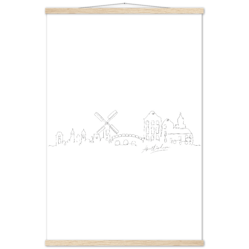 Amsterdam Line Art Poster: Bringe den Charme von Amsterdam in deine eigenen vier Wände! - Printree.ch Hand, hand drawn, handgezeichnet, Illustration, line, Line-Art, skyline