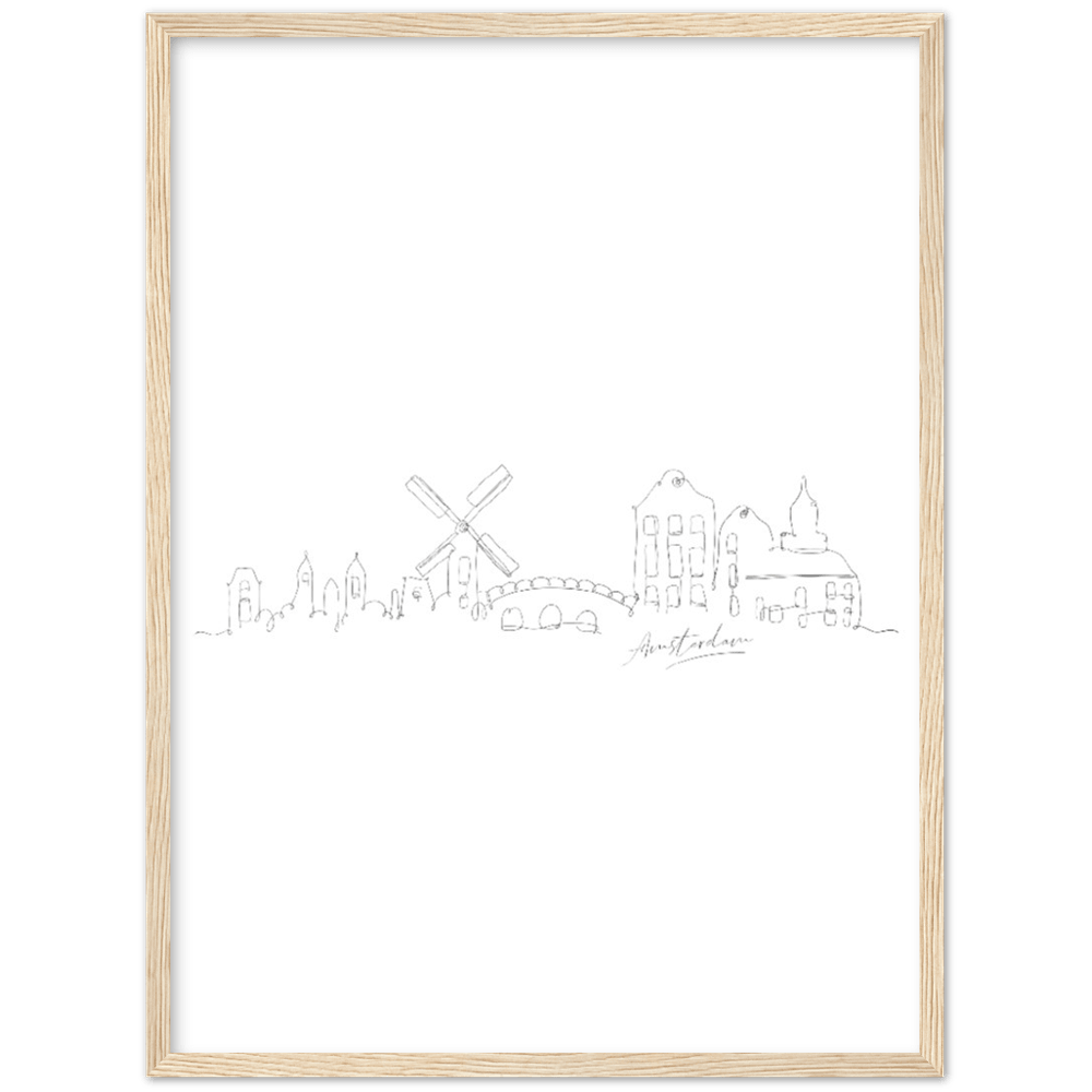 Amsterdam Line Art Poster: Bringe den Charme von Amsterdam in deine eigenen vier Wände! - Printree.ch Hand, hand drawn, handgezeichnet, Illustration, line, Line-Art, skyline