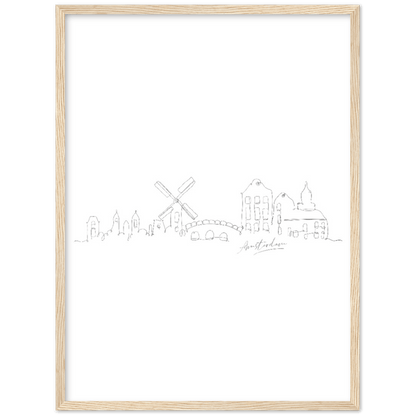 Amsterdam Line Art Poster: Bringe den Charme von Amsterdam in deine eigenen vier Wände! - Printree.ch Hand, hand drawn, handgezeichnet, Illustration, line, Line-Art, skyline