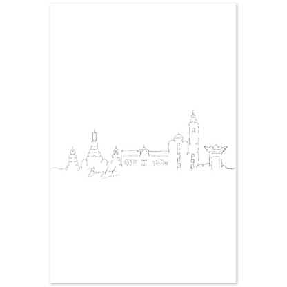 Bangkok Stadtansicht Poster - Printree.ch Hand, hand drawn, handgezeichnet, Illustration, line, Line-Art, skyline