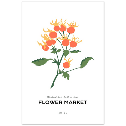 Blumenmarkt 05 Poster in hochwertiger Museumsqualität - Printree.ch Blume, Illustration, isoliert, Karte, Natur, Pflanze, romantisch, rot, Sommer, Strauss, Vintage, Zeichnung