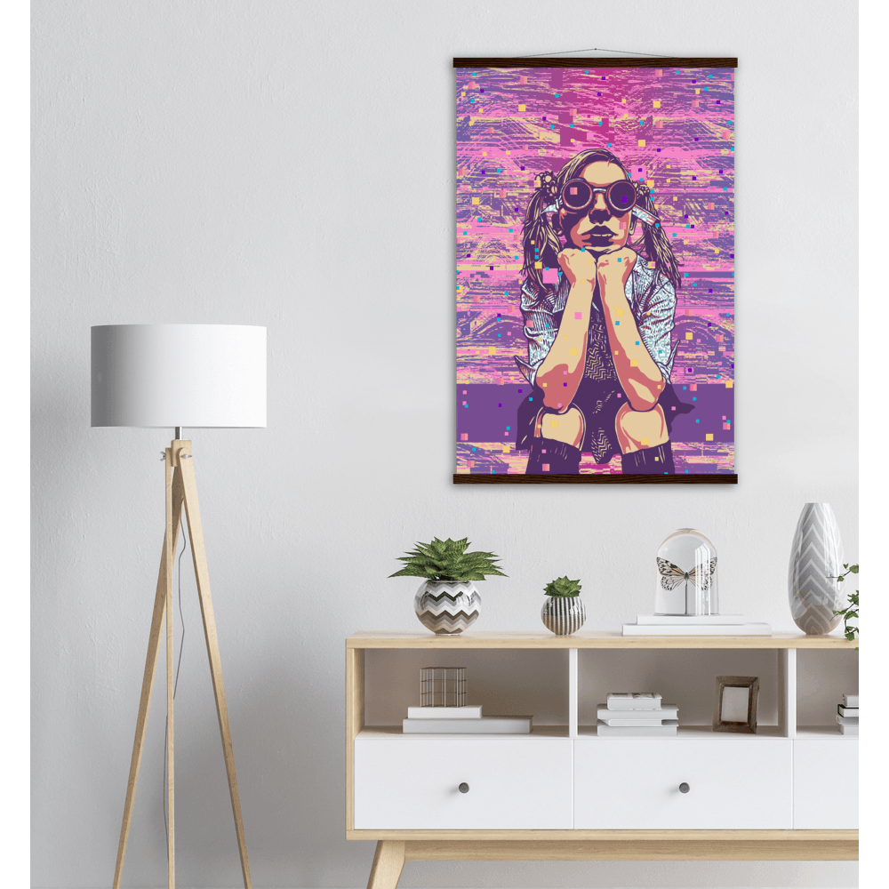 Cyberpunk-Meisterwerk: Das faszinierende Neo Girl Poster! - Printree.ch abstrakt, blau, cyberpunk, dekoration, disco, einhorn, farbe, flüssig, frau, Frauengesicht, gesicht, glamour, glühen, hintergrund, illustration, kunst, lebendig, lebhaft, licht, lila, mode, muster, mädchen, neon, ombre, rosa, schön, stil, weiblich, wirbel