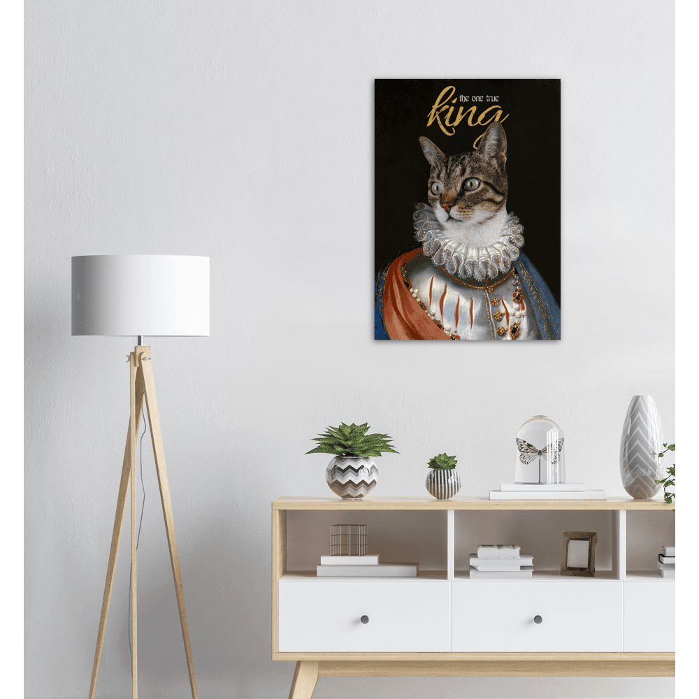 Der Königliche Katzenposter - Printree.ch bezaubernd, Cartoon, Charakter, Design, doodle, fröhlich, Gesicht, glücklich, Grafik, Haustier, heimisch, Illustration, isoliert, Karte, Katze, kitty, Krone, Kunst, Kätzchen, König, königlich, lustig, Luxus, niedlich, sitzend, Skizze, Spaß, Tier, Zeichnung