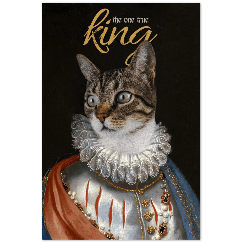 Der Königliche Katzenposter - Printree.ch bezaubernd, Cartoon, Charakter, Design, doodle, fröhlich, Gesicht, glücklich, Grafik, Haustier, heimisch, Illustration, isoliert, Karte, Katze, kitty, Krone, Kunst, Kätzchen, König, königlich, lustig, Luxus, niedlich, sitzend, Skizze, Spaß, Tier, Zeichnung