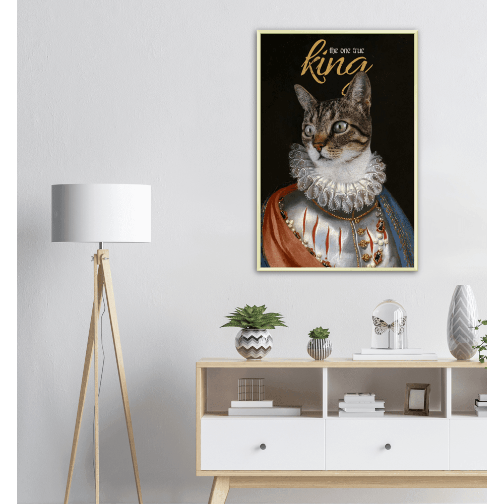 Der Königliche Katzenposter - Printree.ch bezaubernd, Cartoon, Charakter, Design, doodle, fröhlich, Gesicht, glücklich, Grafik, Haustier, heimisch, Illustration, isoliert, Karte, Katze, kitty, Krone, Kunst, Kätzchen, König, königlich, lustig, Luxus, niedlich, sitzend, Skizze, Spaß, Tier, Zeichnung