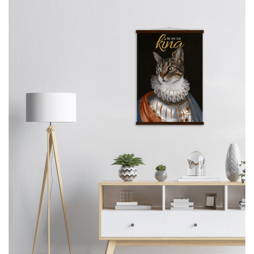 Der Königliche Katzenposter - Printree.ch bezaubernd, Cartoon, Charakter, Design, doodle, fröhlich, Gesicht, glücklich, Grafik, Haustier, heimisch, Illustration, isoliert, Karte, Katze, kitty, Krone, Kunst, Kätzchen, König, königlich, lustig, Luxus, niedlich, sitzend, Skizze, Spaß, Tier, Zeichnung