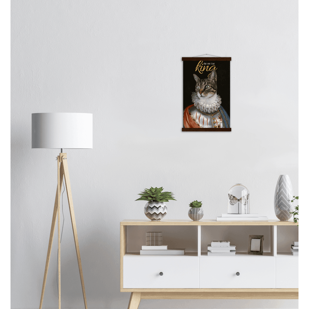 Der Königliche Katzenposter - Printree.ch bezaubernd, Cartoon, Charakter, Design, doodle, fröhlich, Gesicht, glücklich, Grafik, Haustier, heimisch, Illustration, isoliert, Karte, Katze, kitty, Krone, Kunst, Kätzchen, König, königlich, lustig, Luxus, niedlich, sitzend, Skizze, Spaß, Tier, Zeichnung