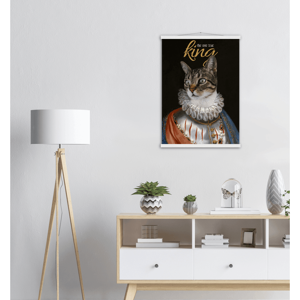 Der Königliche Katzenposter - Printree.ch bezaubernd, Cartoon, Charakter, Design, doodle, fröhlich, Gesicht, glücklich, Grafik, Haustier, heimisch, Illustration, isoliert, Karte, Katze, kitty, Krone, Kunst, Kätzchen, König, königlich, lustig, Luxus, niedlich, sitzend, Skizze, Spaß, Tier, Zeichnung