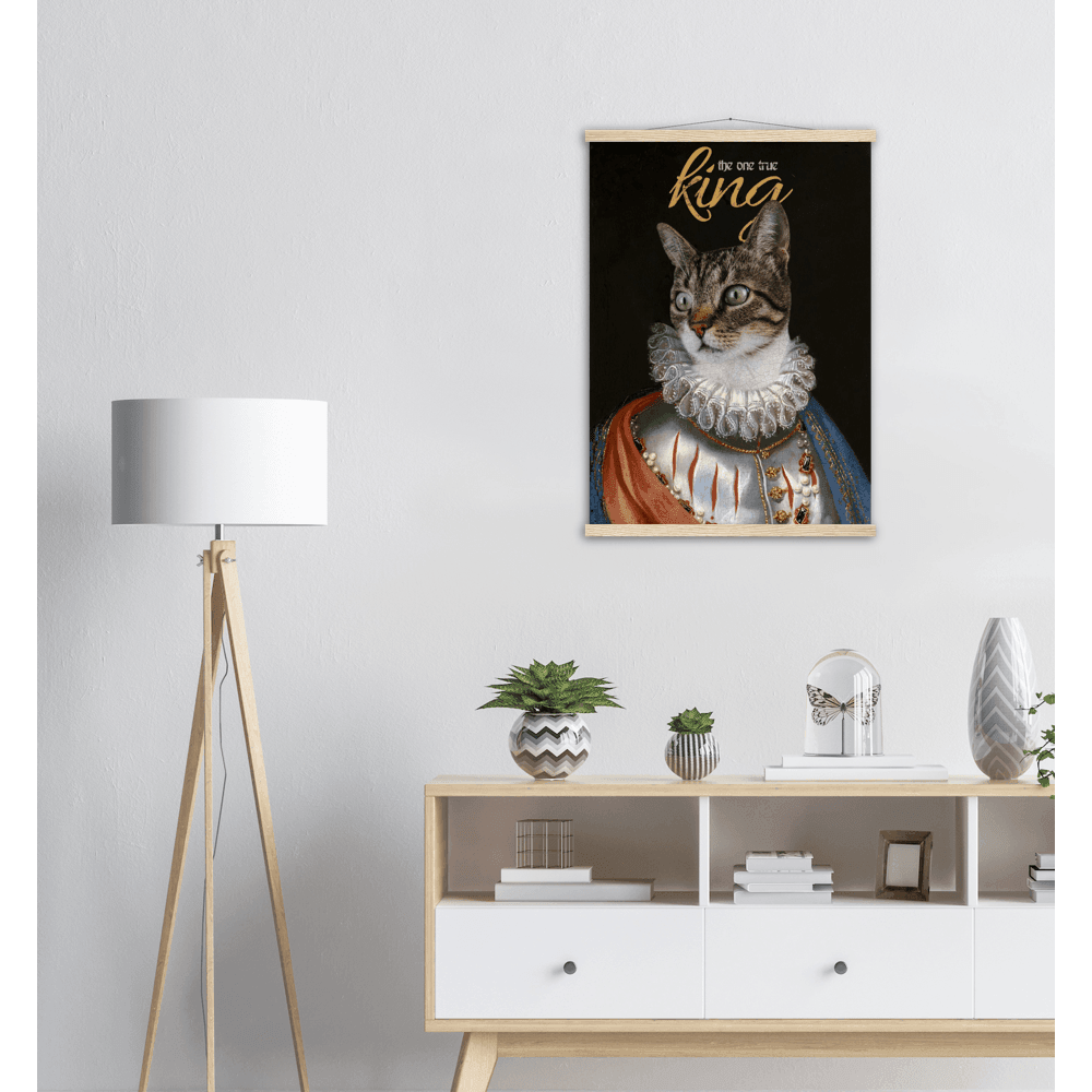 Der Königliche Katzenposter - Printree.ch bezaubernd, Cartoon, Charakter, Design, doodle, fröhlich, Gesicht, glücklich, Grafik, Haustier, heimisch, Illustration, isoliert, Karte, Katze, kitty, Krone, Kunst, Kätzchen, König, königlich, lustig, Luxus, niedlich, sitzend, Skizze, Spaß, Tier, Zeichnung