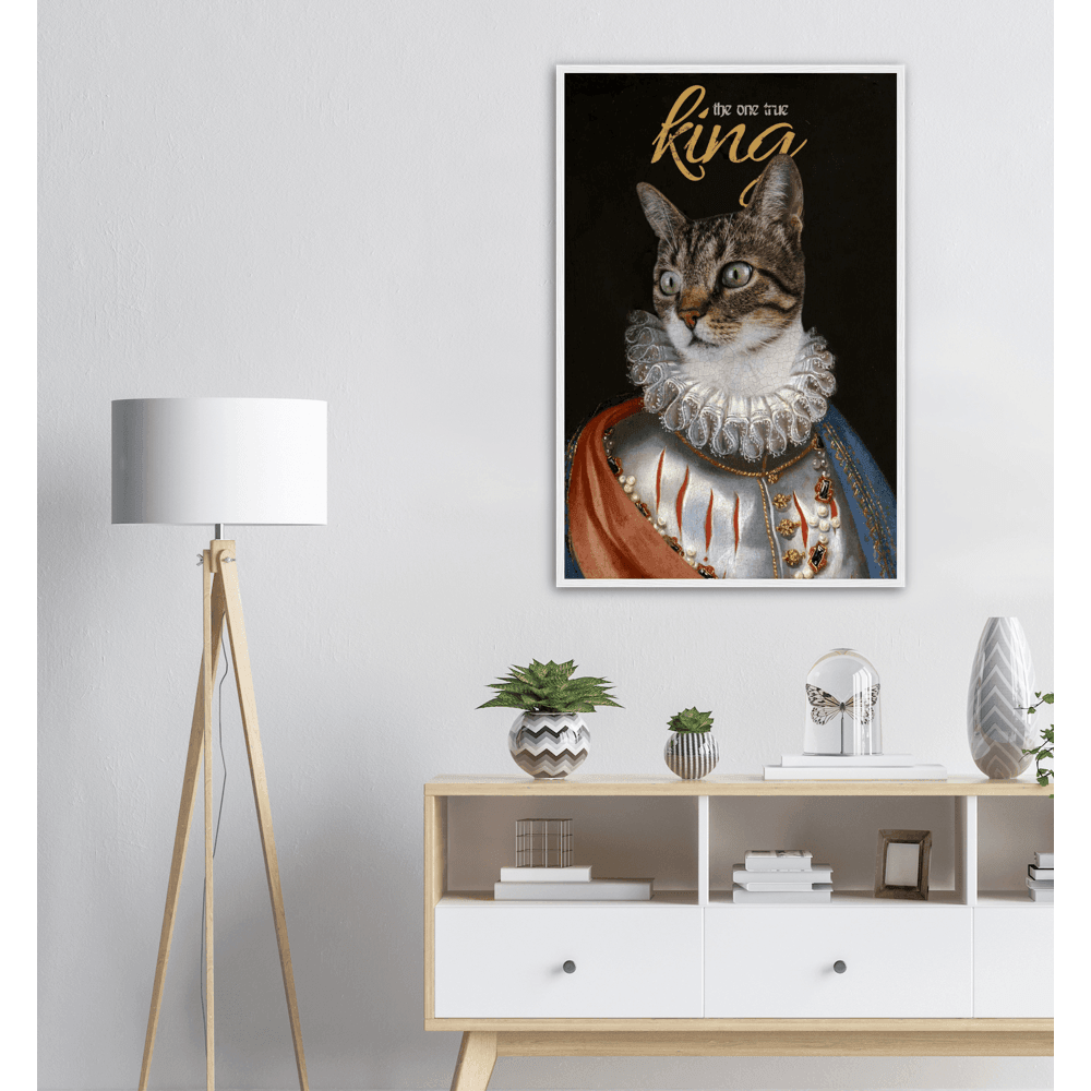 Der Königliche Katzenposter - Printree.ch bezaubernd, Cartoon, Charakter, Design, doodle, fröhlich, Gesicht, glücklich, Grafik, Haustier, heimisch, Illustration, isoliert, Karte, Katze, kitty, Krone, Kunst, Kätzchen, König, königlich, lustig, Luxus, niedlich, sitzend, Skizze, Spaß, Tier, Zeichnung