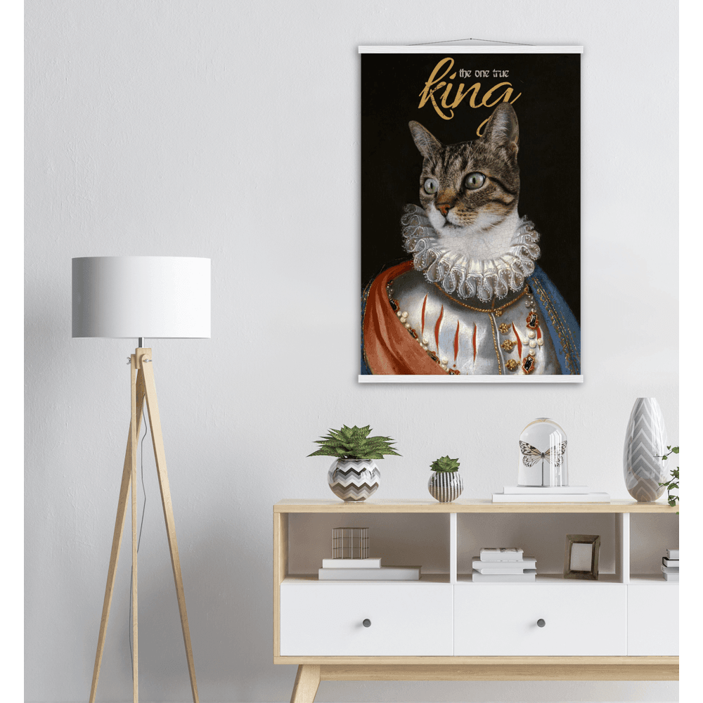 Der Königliche Katzenposter - Printree.ch bezaubernd, Cartoon, Charakter, Design, doodle, fröhlich, Gesicht, glücklich, Grafik, Haustier, heimisch, Illustration, isoliert, Karte, Katze, kitty, Krone, Kunst, Kätzchen, König, königlich, lustig, Luxus, niedlich, sitzend, Skizze, Spaß, Tier, Zeichnung