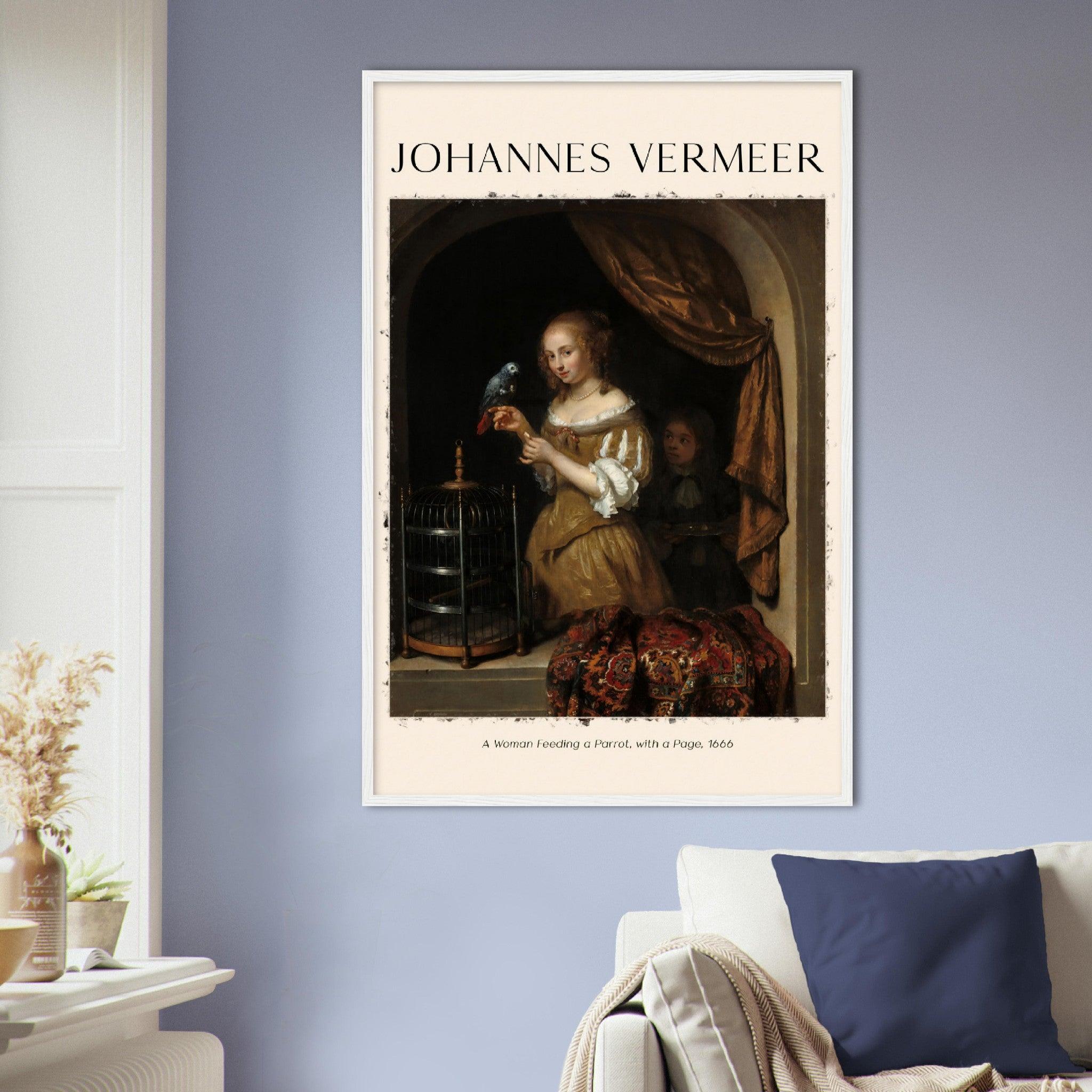 Eine Frau, die einen Papagei füttert Johannes Vermeer - Printree.ch abstrakte frauen, frau, Frauen, Kunst, Malen, Maler, Malerei, Meisterwerk