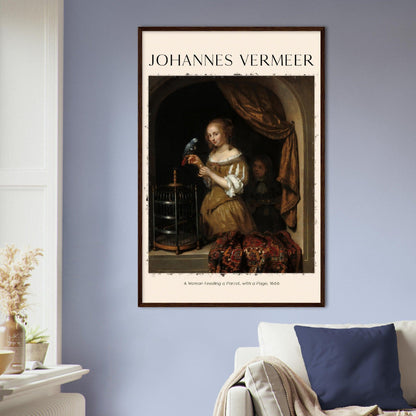 Eine Frau, die einen Papagei füttert Johannes Vermeer - Printree.ch abstrakte frauen, frau, Frauen, Kunst, Malen, Maler, Malerei, Meisterwerk