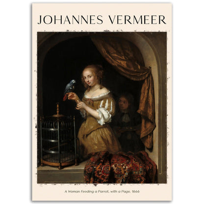 Eine Frau, die einen Papagei füttert Johannes Vermeer - Printree.ch abstrakte frauen, frau, Frauen, Kunst, Malen, Maler, Malerei, Meisterwerk