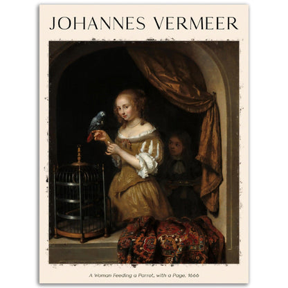 Eine Frau, die einen Papagei füttert Johannes Vermeer - Printree.ch abstrakte frauen, frau, Frauen, Kunst, Malen, Maler, Malerei, Meisterwerk